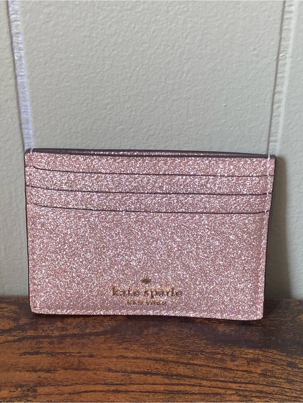 kate spade Rose Gold Glitter Card Holder NWT